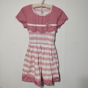 Bonne chance pink ruffle white xs scallop dress